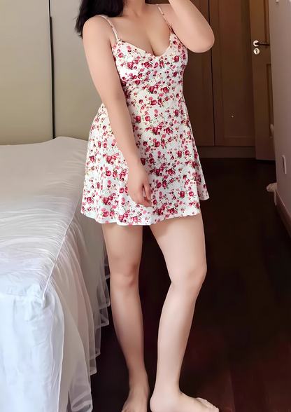 French Floral Halter Night Gown