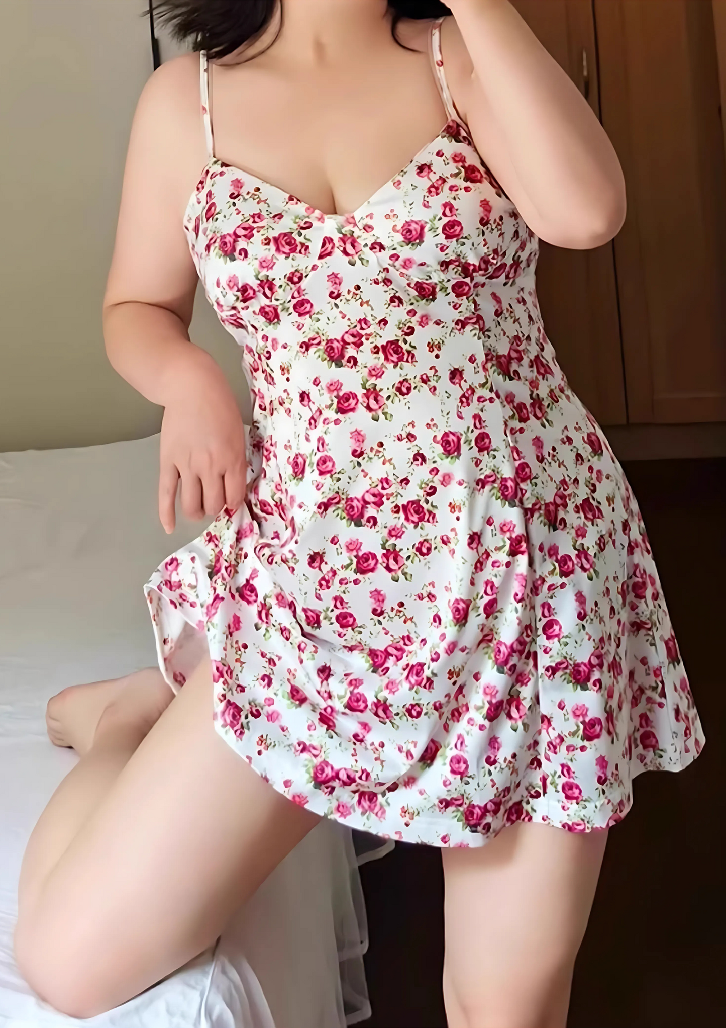 French Floral Halter Night Gown