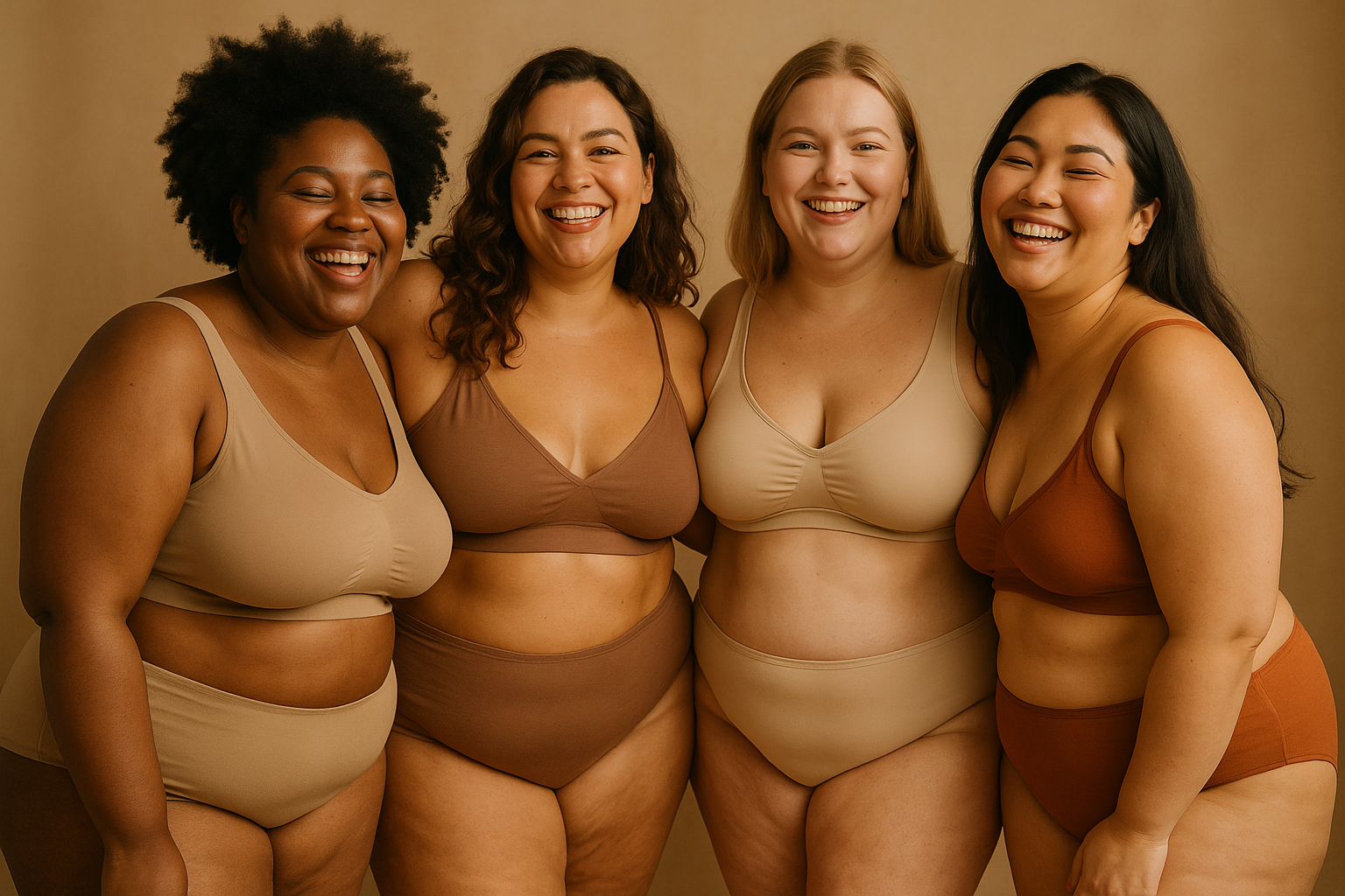 plus size women happy after wearing a panties